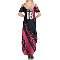 Custom Extreme Motocross Pink Family Matching Summer Maxi Dress and Hawaiian Shirt with Bold Tire Track Graphics - Wonder Print Shop