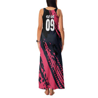 Custom Extreme Motocross Pink Family Matching Tank Maxi Dress and Hawaiian Shirt with Bold Tire Track Graphics - Wonder Print Shop