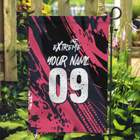 Custom Extreme Motocross Pink Garden Flag with Bold Tire Track Graphics - Wonder Print Shop