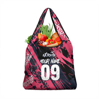 Custom Extreme Motocross Pink Grocery Bag with Bold Tire Track Graphics - Wonder Print Shop