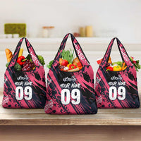 Custom Extreme Motocross Pink Grocery Bag with Bold Tire Track Graphics - Wonder Print Shop