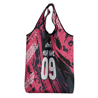 Custom Extreme Motocross Pink Grocery Bag with Bold Tire Track Graphics - Wonder Print Shop
