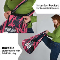Custom Extreme Motocross Pink Grocery Bag with Bold Tire Track Graphics - Wonder Print Shop
