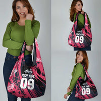 Custom Extreme Motocross Pink Grocery Bag with Bold Tire Track Graphics - Wonder Print Shop