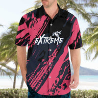 Custom Extreme Motocross Pink Hawaiian Shirt with Bold Tire Track Graphics - Wonder Print Shop