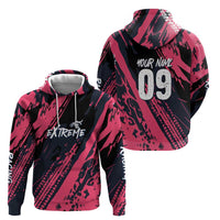Custom Extreme Motocross Pink Hoodie with Bold Tire Track Graphics - Wonder Print Shop