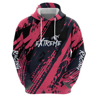 Custom Extreme Motocross Pink Hoodie with Bold Tire Track Graphics - Wonder Print Shop