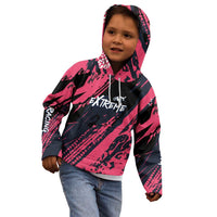 Custom Extreme Motocross Pink Kid Hoodie with Bold Tire Track Graphics - Wonder Print Shop