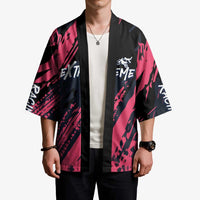 Custom Extreme Motocross Pink Kimono with Bold Tire Track Graphics - Wonder Print Shop