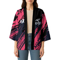Custom Extreme Motocross Pink Kimono with Bold Tire Track Graphics - Wonder Print Shop