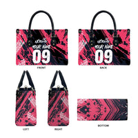 Custom Extreme Motocross Pink Leather Bag with Bold Tire Track Graphics - Wonder Print Shop