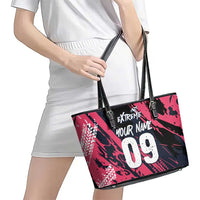 Custom Extreme Motocross Pink Leather Tote Bag with Bold Tire Track Graphics - Wonder Print Shop