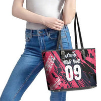Custom Extreme Motocross Pink Leather Tote Bag with Bold Tire Track Graphics - Wonder Print Shop
