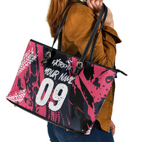 Custom Extreme Motocross Pink Leather Tote Bag with Bold Tire Track Graphics - Wonder Print Shop