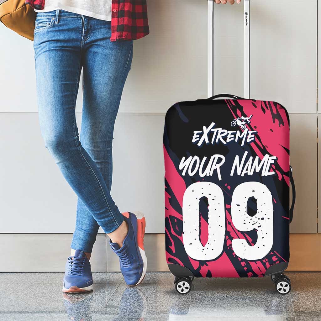Custom Extreme Motocross Pink Luggage Cover with Bold Tire Track Graphics - Wonder Print Shop