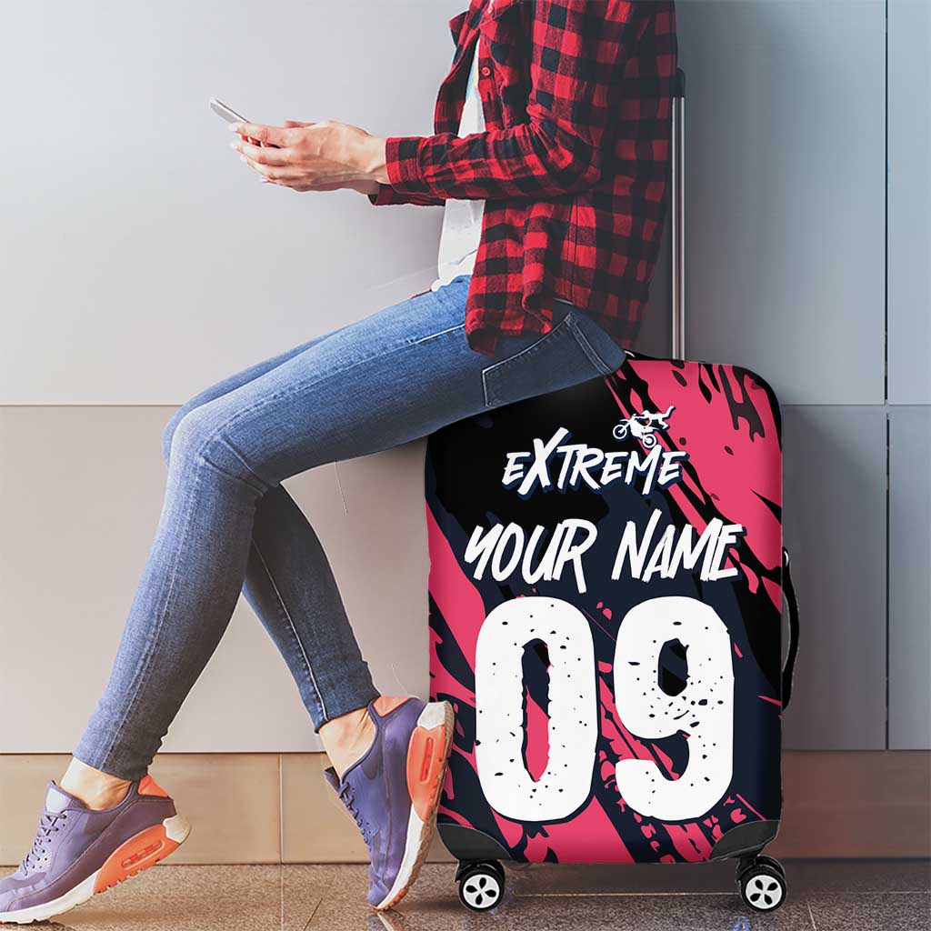 Custom Extreme Motocross Pink Luggage Cover with Bold Tire Track Graphics - Wonder Print Shop