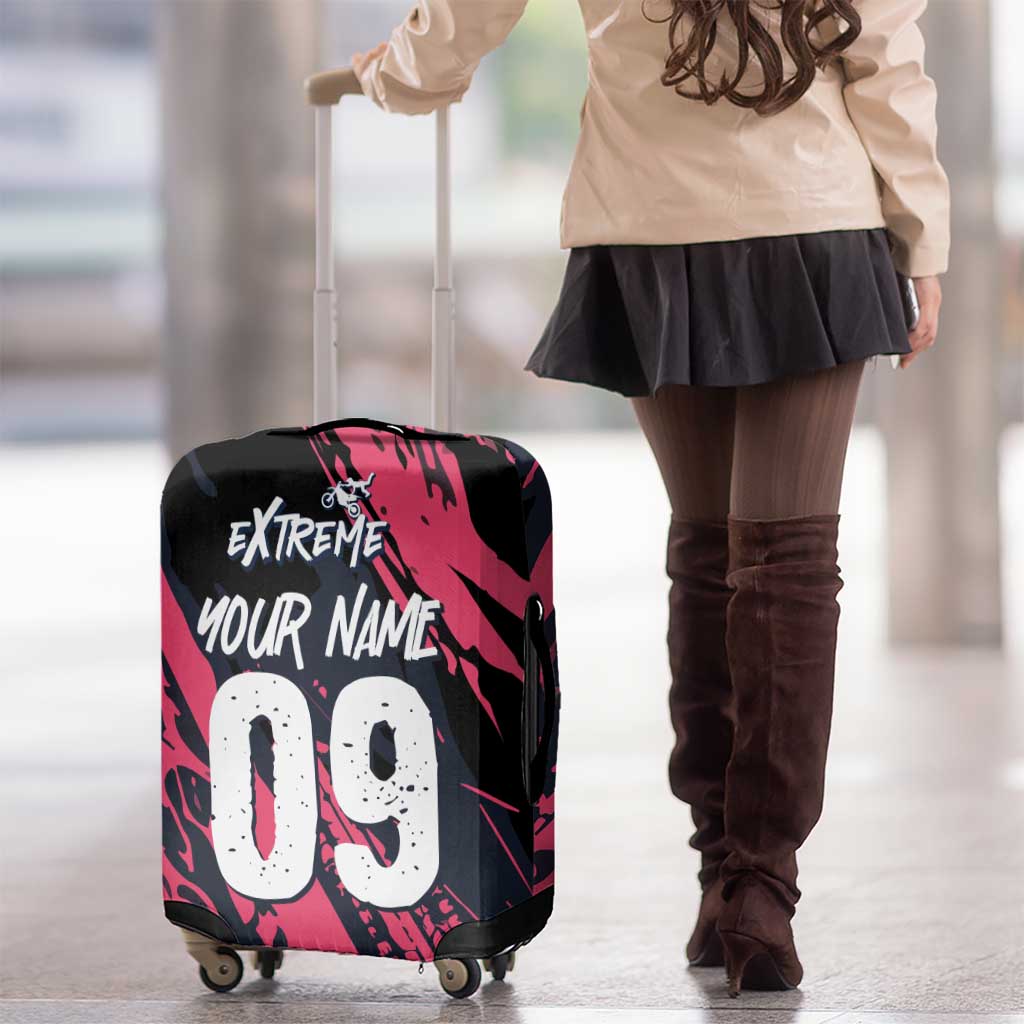 Custom Extreme Motocross Pink Luggage Cover with Bold Tire Track Graphics - Wonder Print Shop