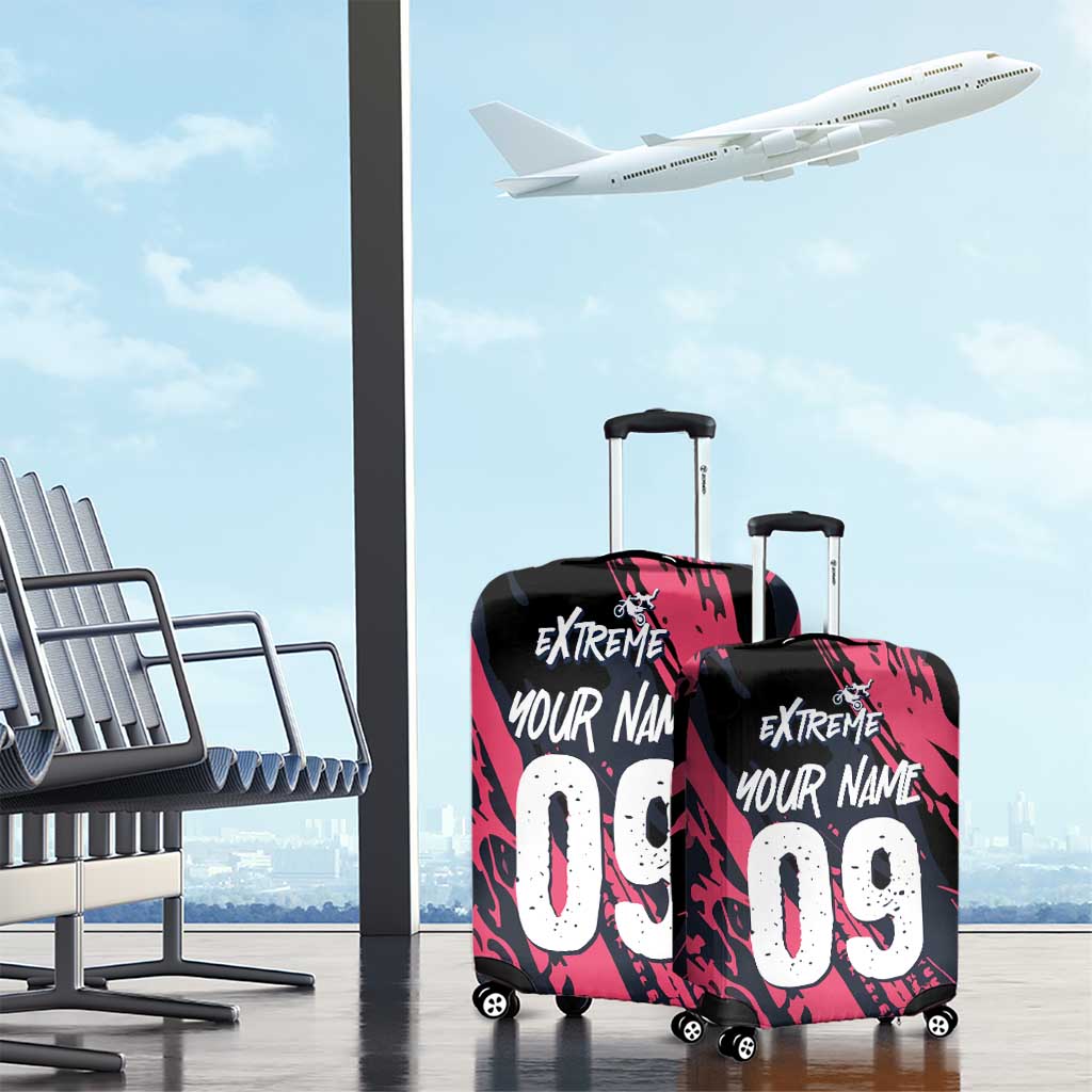 Custom Extreme Motocross Pink Luggage Cover with Bold Tire Track Graphics - Wonder Print Shop