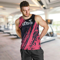 Custom Extreme Motocross Pink Men Tank Top with Bold Tire Track Graphics - Wonder Print Shop
