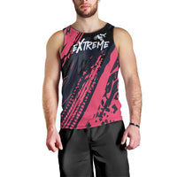 Custom Extreme Motocross Pink Men Tank Top with Bold Tire Track Graphics - Wonder Print Shop