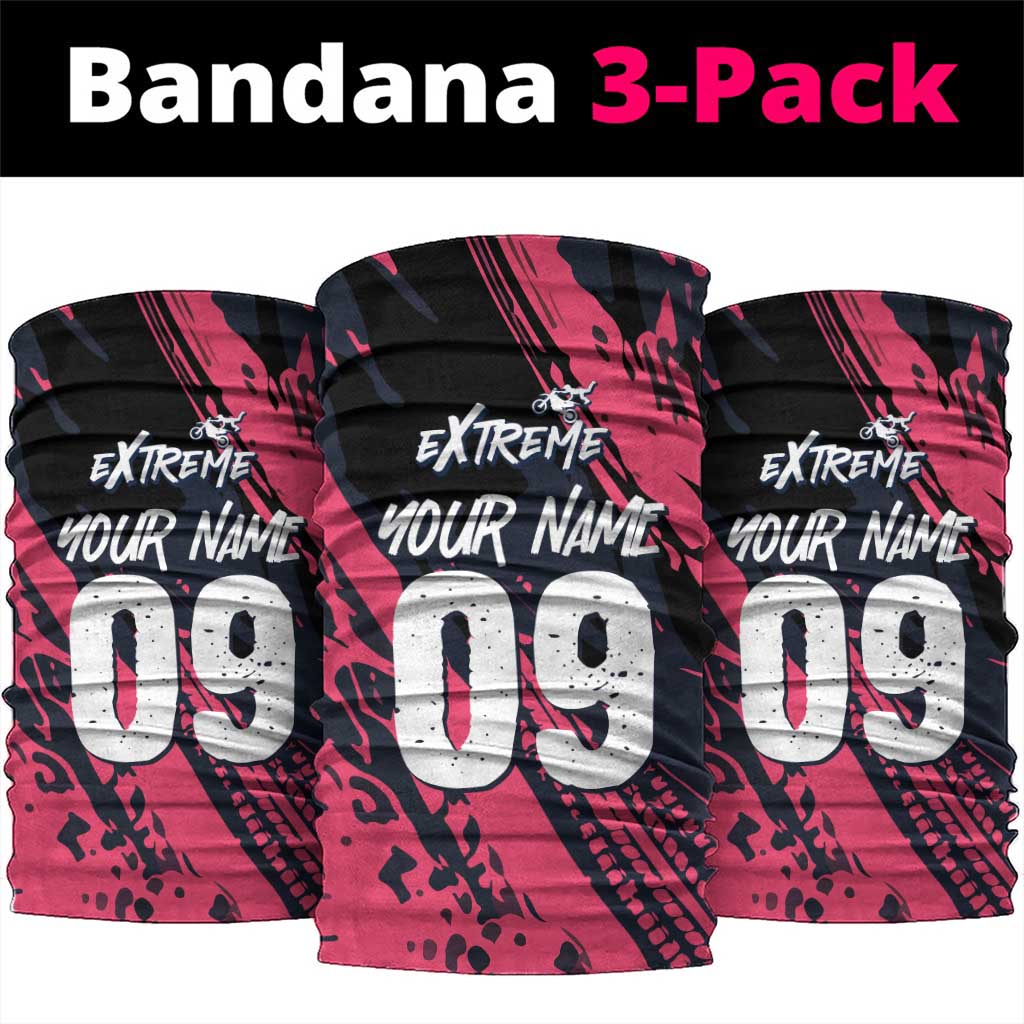 Custom Extreme Motocross Pink Neck Gaiter with Bold Tire Track Graphics - Wonder Print Shop