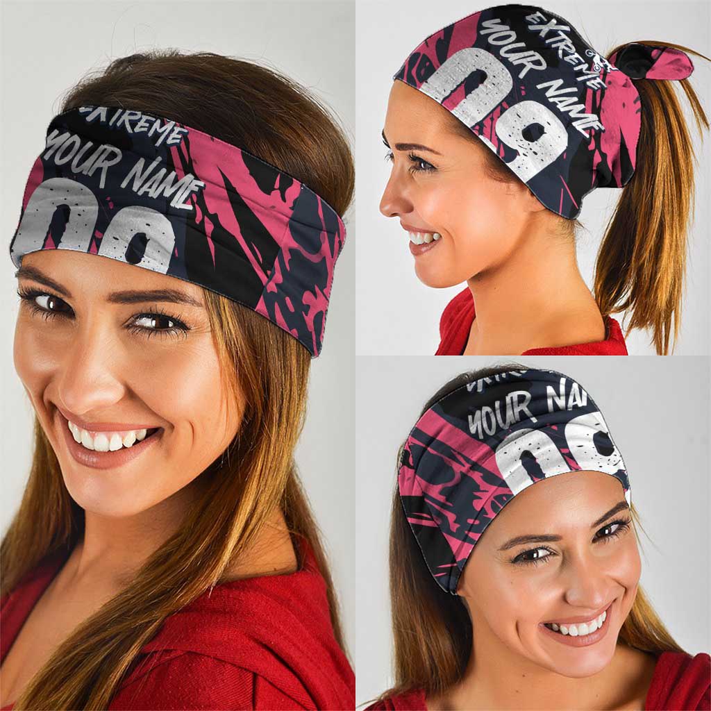 Custom Extreme Motocross Pink Neck Gaiter with Bold Tire Track Graphics - Wonder Print Shop