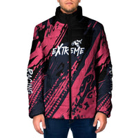 Custom Extreme Motocross Pink Padded Jacket with Bold Tire Track Graphics - Wonder Print Shop
