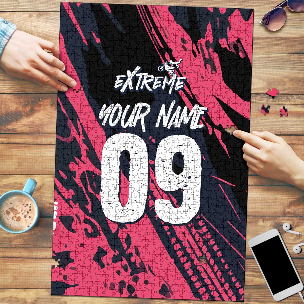 Custom Extreme Motocross Pink Puzzle with Bold Tire Track Graphics - Wonder Print Shop