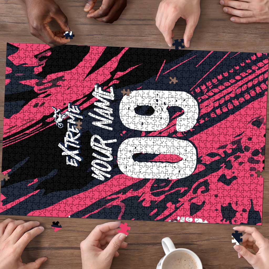 Custom Extreme Motocross Pink Puzzle with Bold Tire Track Graphics - Wonder Print Shop