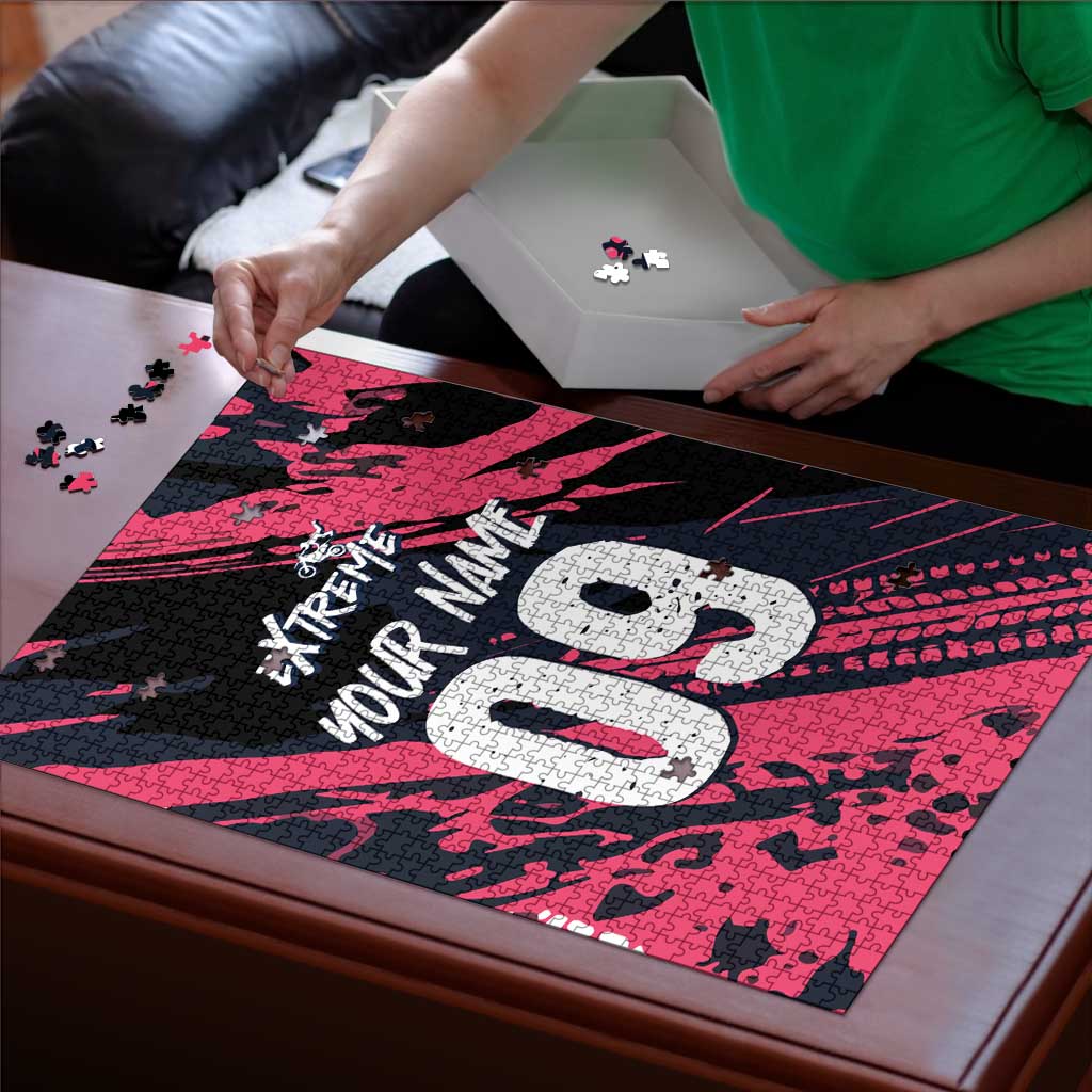 Custom Extreme Motocross Pink Puzzle with Bold Tire Track Graphics - Wonder Print Shop