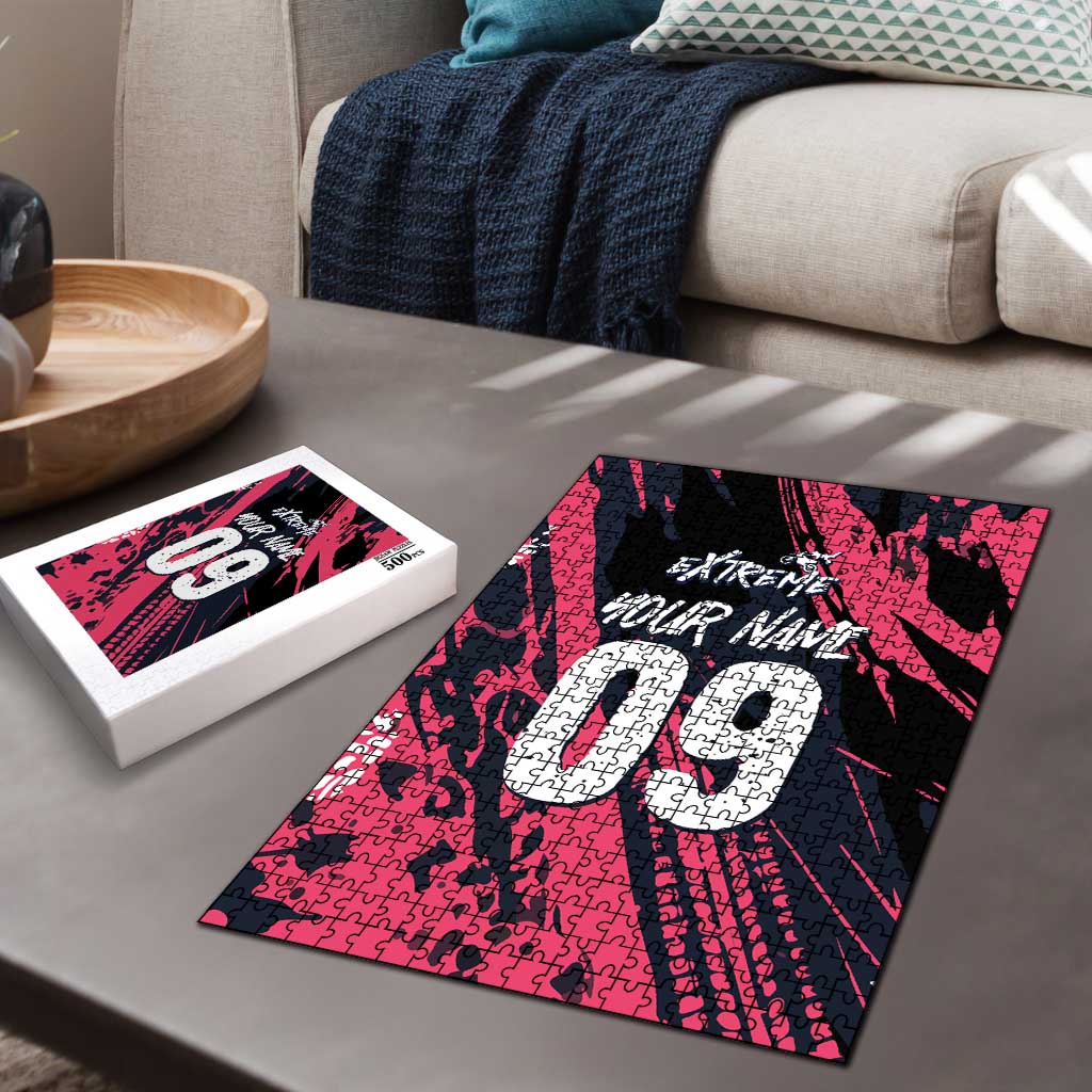 Custom Extreme Motocross Pink Puzzle with Bold Tire Track Graphics - Wonder Print Shop