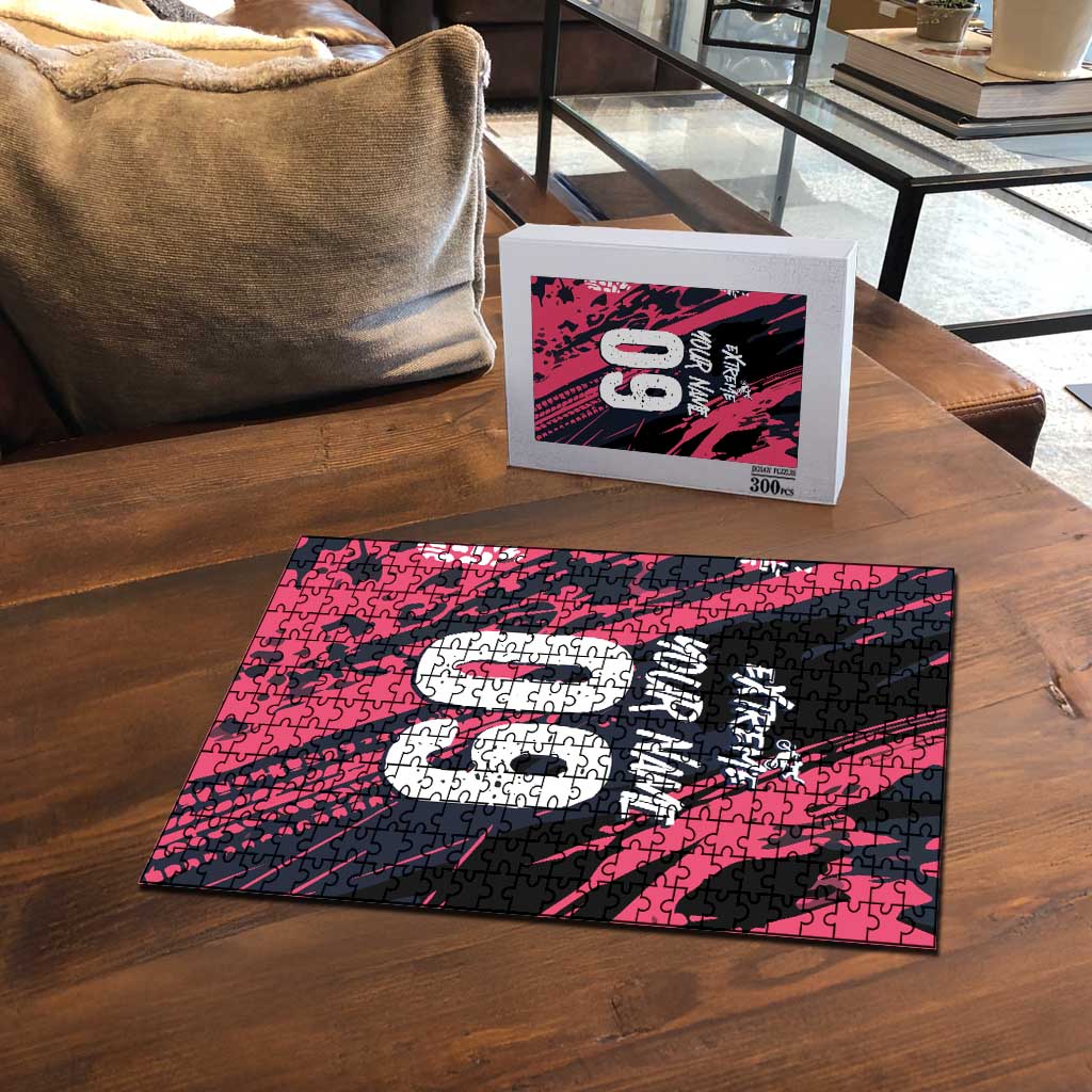 Custom Extreme Motocross Pink Puzzle with Bold Tire Track Graphics - Wonder Print Shop