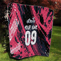 Custom Extreme Motocross Pink Quilt with Bold Tire Track Graphics - Wonder Print Shop