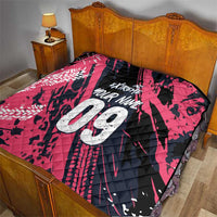 Custom Extreme Motocross Pink Quilt with Bold Tire Track Graphics - Wonder Print Shop