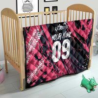 Custom Extreme Motocross Pink Quilt with Bold Tire Track Graphics - Wonder Print Shop