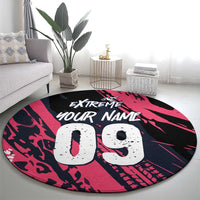 Custom Extreme Motocross Pink Round Carpet with Bold Tire Track Graphics - Wonder Print Shop