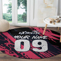 Custom Extreme Motocross Pink Round Carpet with Bold Tire Track Graphics - Wonder Print Shop