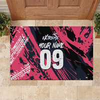Custom Extreme Motocross Pink Rubber Doormat with Bold Tire Track Graphics - Wonder Print Shop