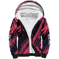 Custom Extreme Motocross Pink Sherpa Hoodie with Bold Tire Track Graphics - Wonder Print Shop