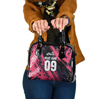Custom Extreme Motocross Pink Shoulder Handbag with Bold Tire Track Graphics - Wonder Print Shop