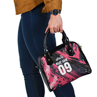 Custom Extreme Motocross Pink Shoulder Handbag with Bold Tire Track Graphics - Wonder Print Shop