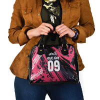 Custom Extreme Motocross Pink Shoulder Handbag with Bold Tire Track Graphics - Wonder Print Shop