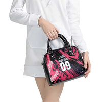 Custom Extreme Motocross Pink Shoulder Handbag with Bold Tire Track Graphics - Wonder Print Shop