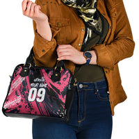 Custom Extreme Motocross Pink Shoulder Handbag with Bold Tire Track Graphics - Wonder Print Shop