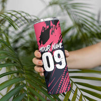 Custom Extreme Motocross Pink Skinny Tumbler with Bold Tire Track Graphics - Wonder Print Shop