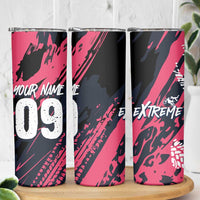 Custom Extreme Motocross Pink Skinny Tumbler with Bold Tire Track Graphics - Wonder Print Shop