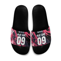 Custom Extreme Motocross Pink Slide Sandals with Bold Tire Track Graphics - Wonder Print Shop