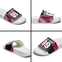 Custom Extreme Motocross Pink Slide Sandals with Bold Tire Track Graphics - Wonder Print Shop
