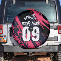 Custom Extreme Motocross Pink Spare Tire Cover with Bold Tire Track Graphics - Wonder Print Shop
