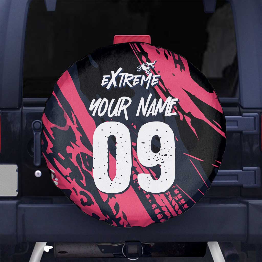 Custom Extreme Motocross Pink Spare Tire Cover with Bold Tire Track Graphics - Wonder Print Shop